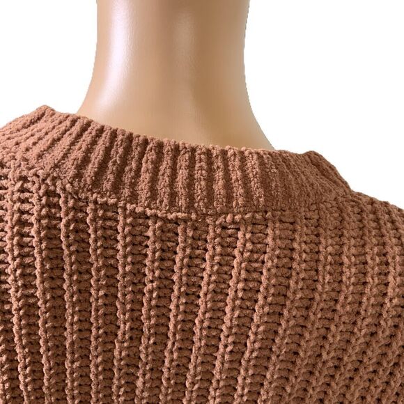 No Boundaries Brown Fringe Knit Crew Neck Long Sleeve Academia Sweater Size XL - Picture 9 of 14